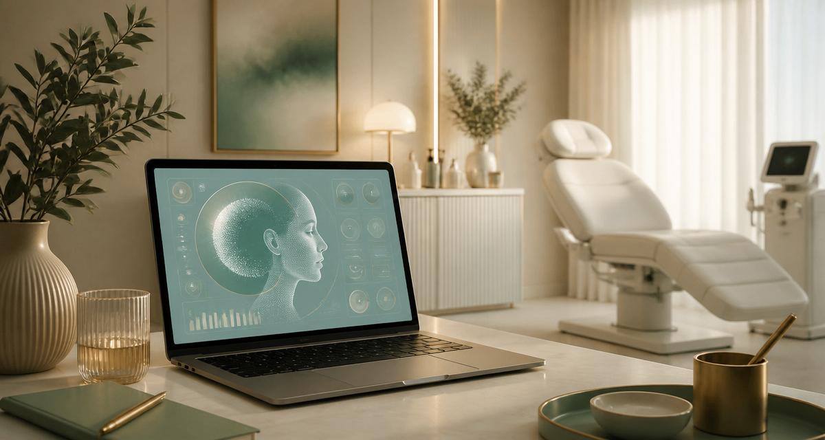 Editorial illustration of solo aesthetic practice supported by AI