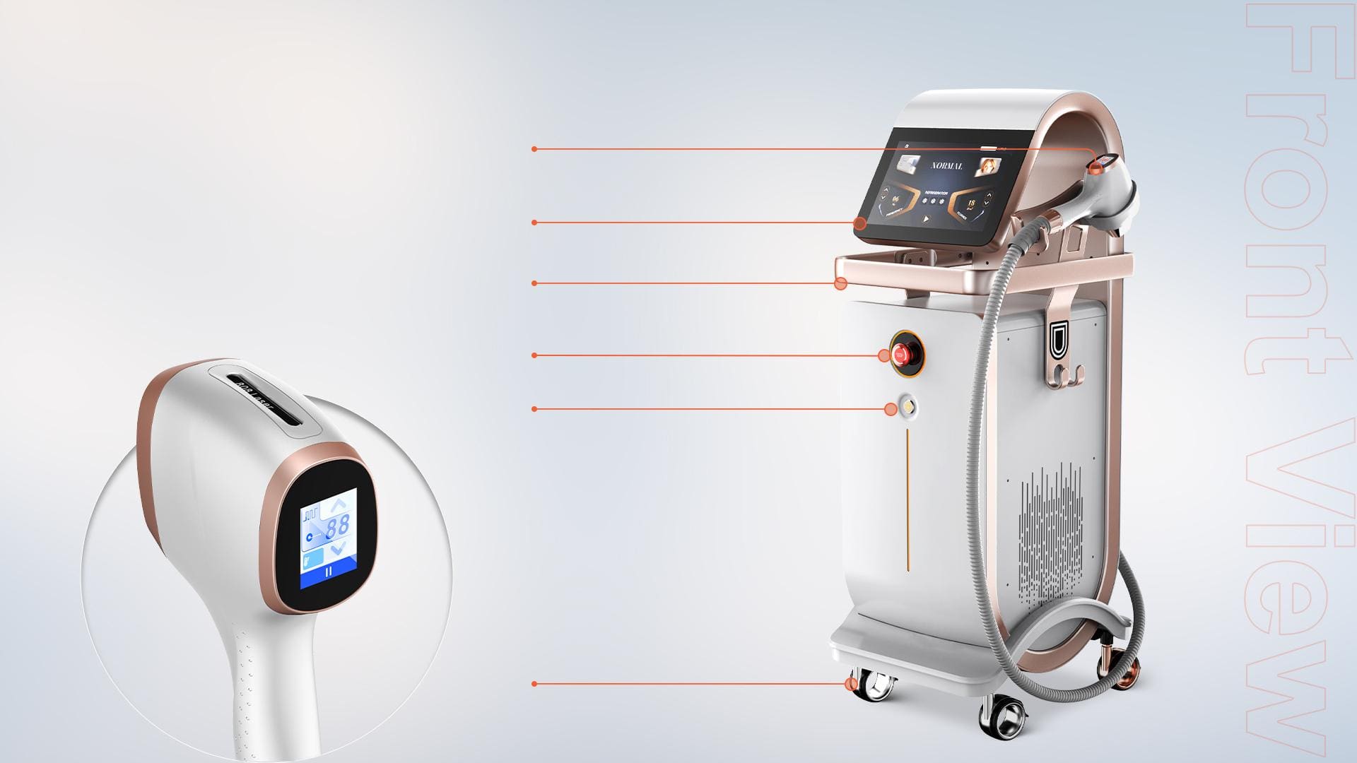 Zephyra Professional Laser Hair Removal Machine with 12-inch touchscreen display and ergonomic design
