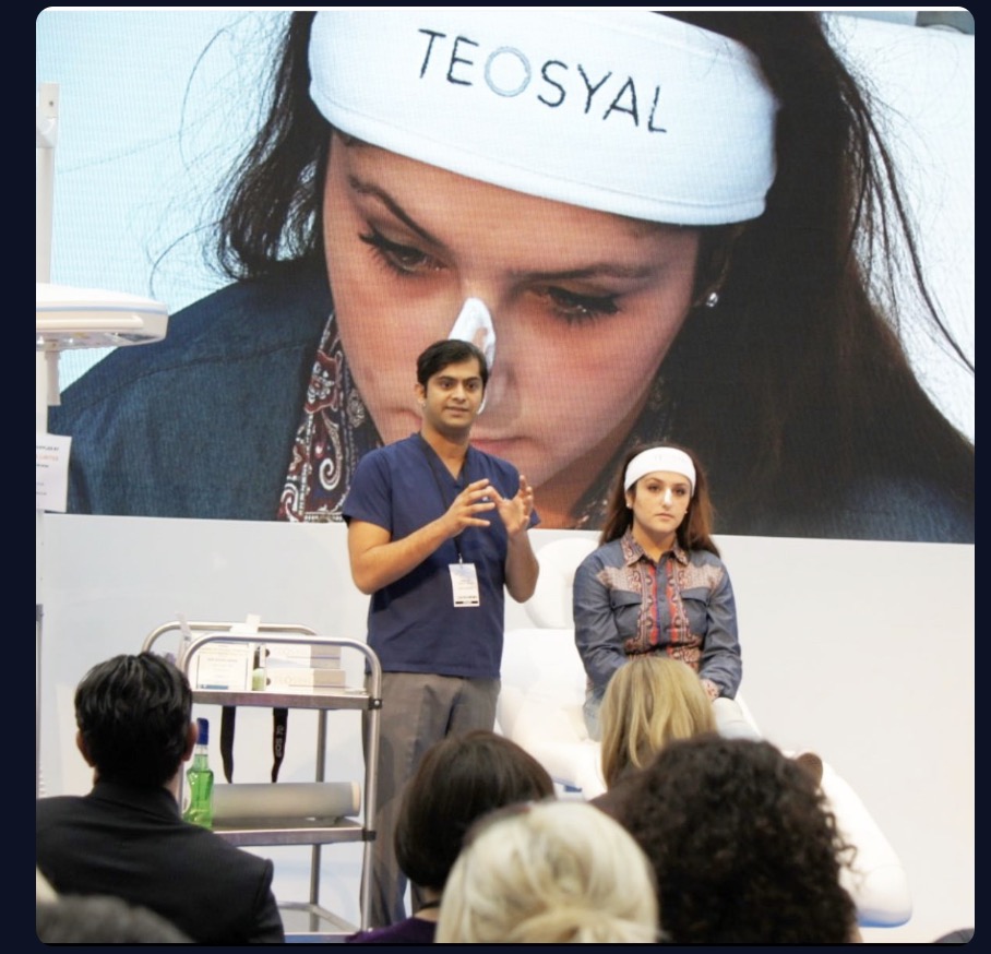 Dr. Haq Non-Surgical Nose Job Training Demonstration Dr. Haq demonstrating non-surgical rhinoplasty techniques at medical conference