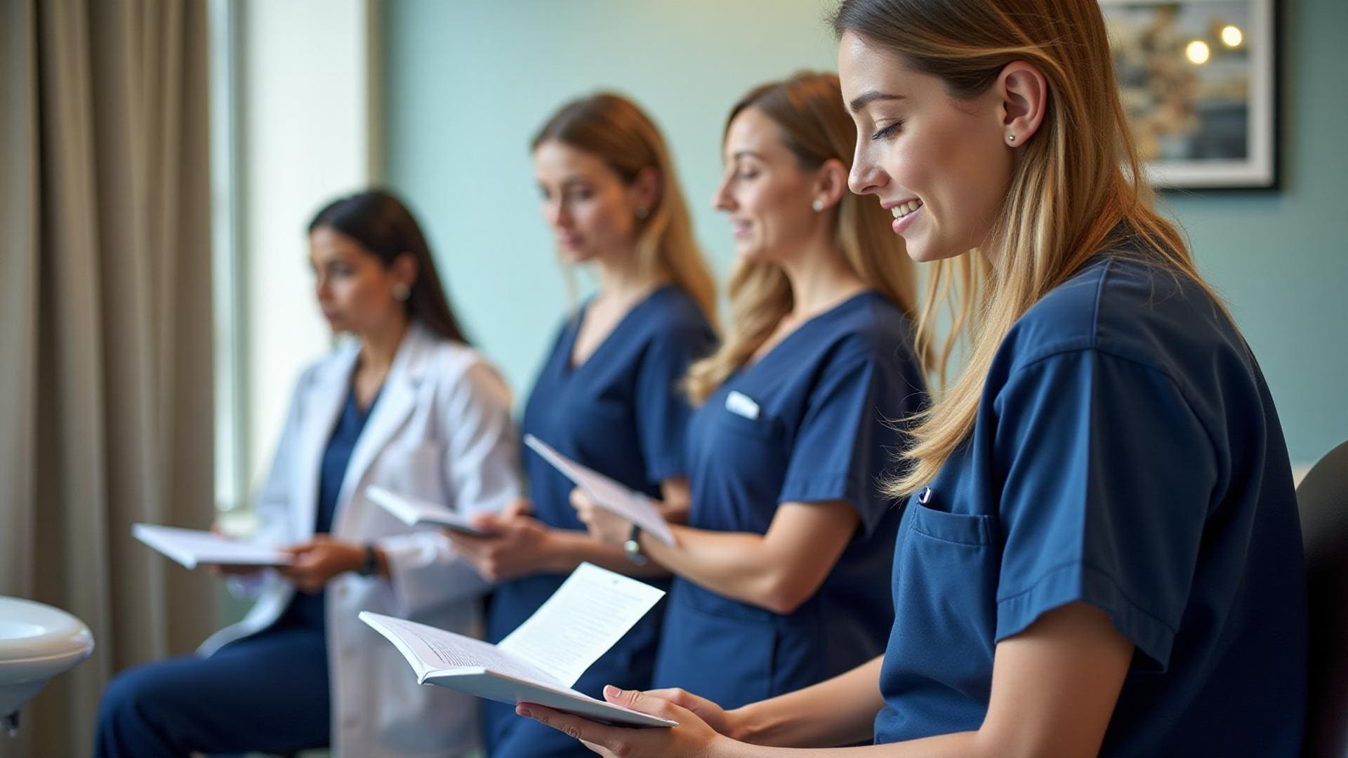 Medical students gaining hands-on experience in dermatology at Harley Street Institute